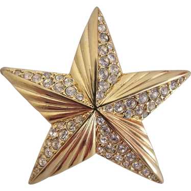 Vintage Signed Swarovski Gold Plated Star Brooch