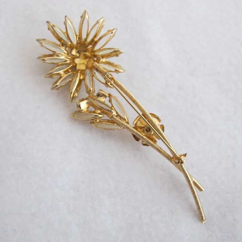 Vintage Pale Yellow Navette Rhinestone Flower Ste… - image 7