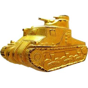 WWII Sweetheart Brooch USA Army Tank Early Plastic