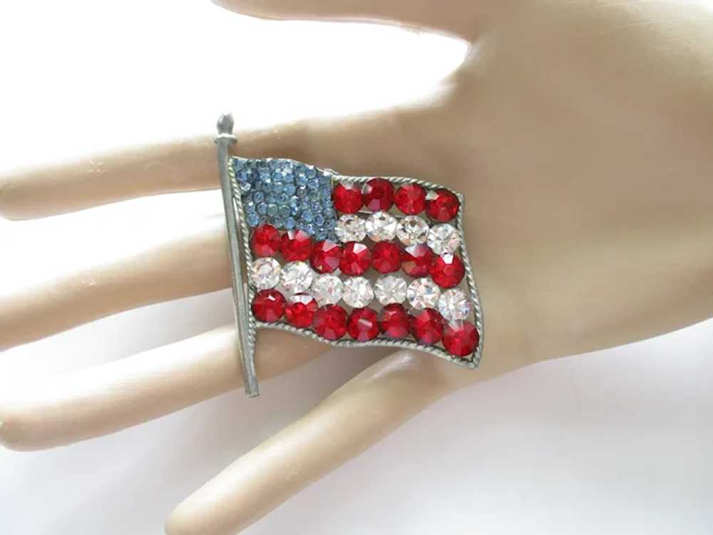 WWII Sweetheart USA Patriotic Flag Brooch Rhinest… - image 2