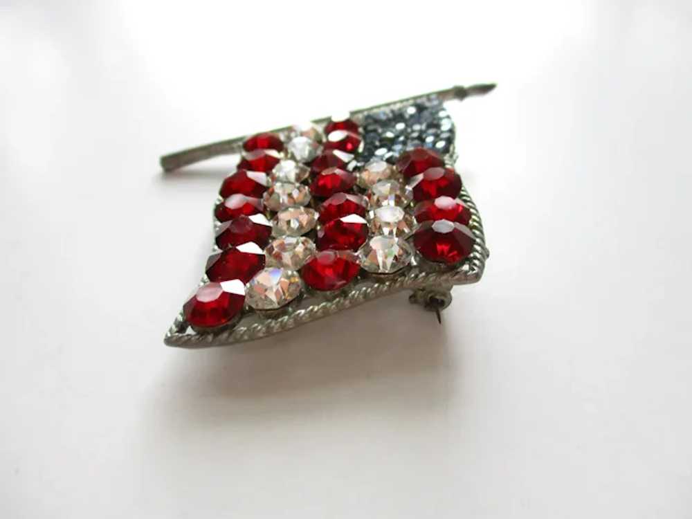 WWII Sweetheart USA Patriotic Flag Brooch Rhinest… - image 3