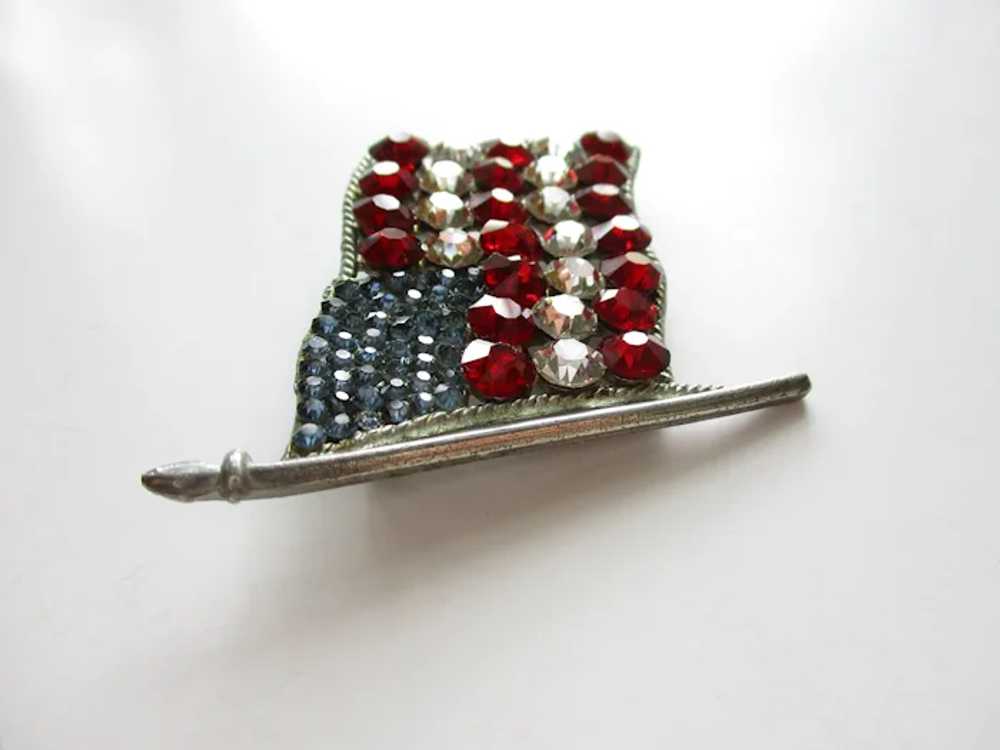 WWII Sweetheart USA Patriotic Flag Brooch Rhinest… - image 5