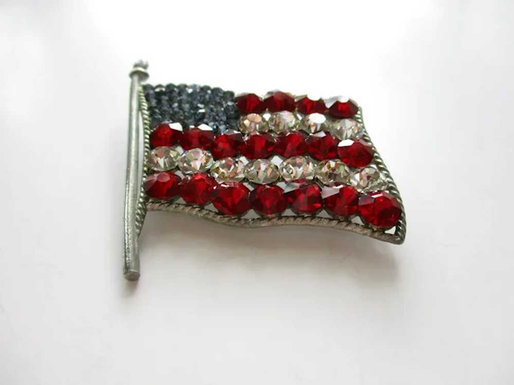 WWII Sweetheart USA Patriotic Flag Brooch Rhinest… - image 6