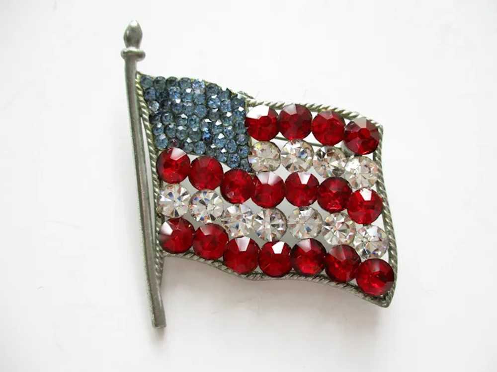 WWII Sweetheart USA Patriotic Flag Brooch Rhinest… - image 9