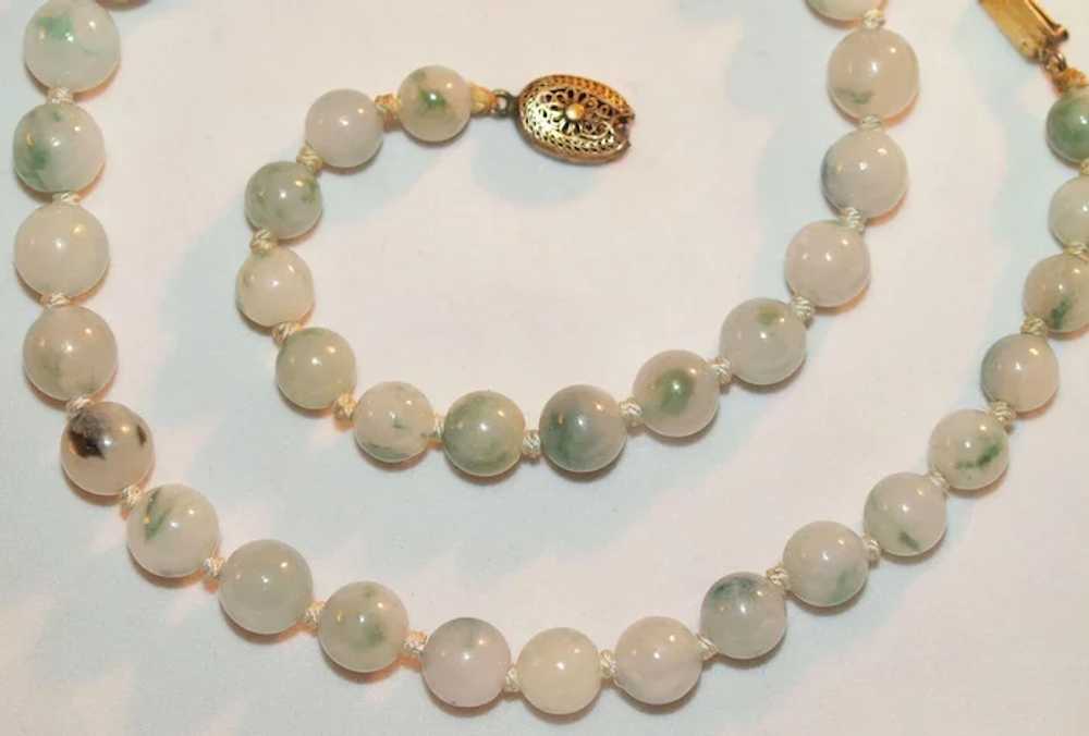 Vintage Chinese White Jade Bead Necklace - Ruby Lane