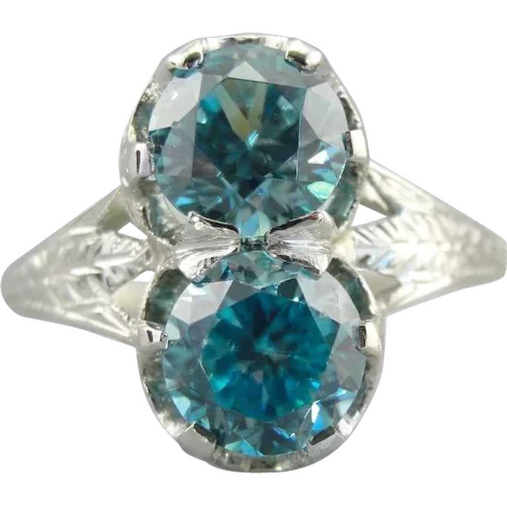 Incredible Double Blue Zircon Cocktail Ring, Intr… - image 1