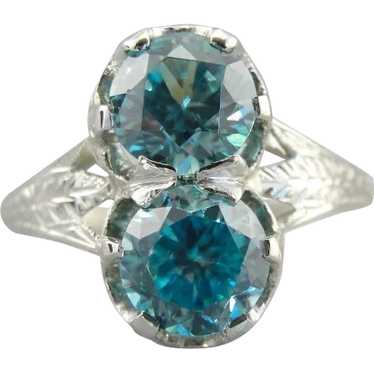 Incredible Double Blue Zircon Cocktail Ring, Intri