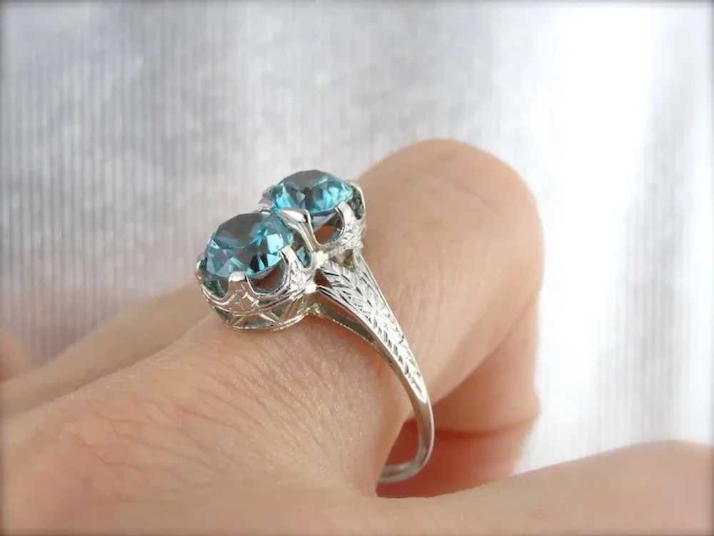 Incredible Double Blue Zircon Cocktail Ring, Intr… - image 4