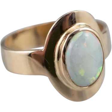 Bezel Set Vintage Opal Solitaire Ring