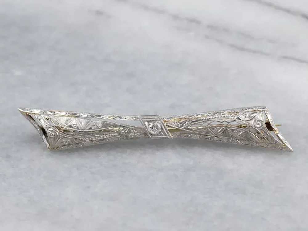 Art Deco Diamond Filigree Brooch - image 10