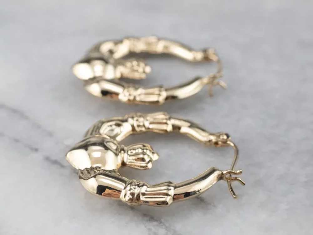 Large Vintage Claddagh Hoop Earrings - image 5