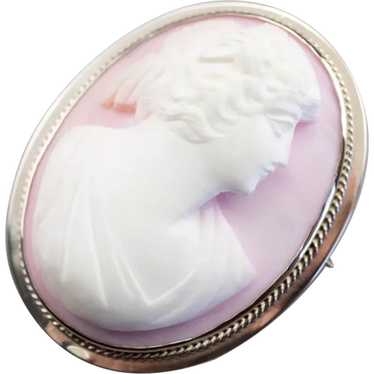 Pretty Pink Shell Cameo Brooch or Pendant - image 1