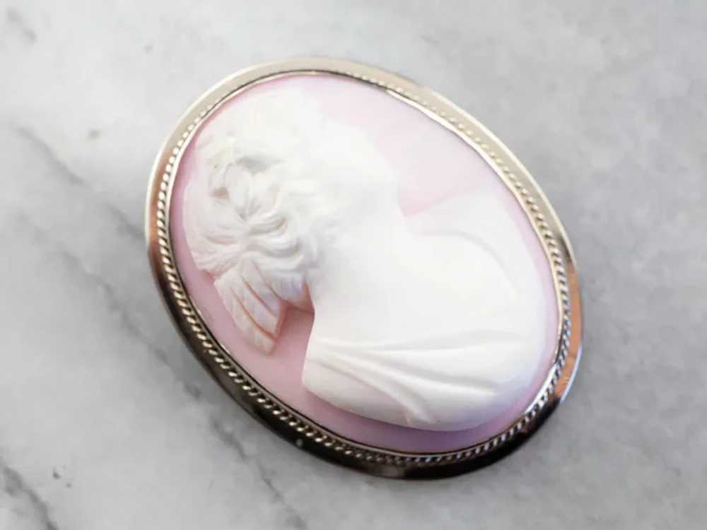 Pretty Pink Shell Cameo Brooch or Pendant - image 2