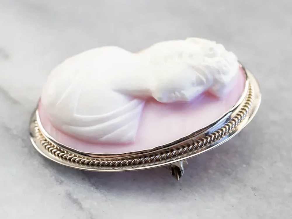 Pretty Pink Shell Cameo Brooch or Pendant - image 4