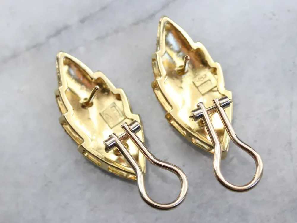 Louis Feraud Vintage Gold Toned Metal Leaf Earrings, Paris - $25