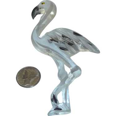 Extra Large Clear Lucite Flamingo Bird Pin Brooch - image 1