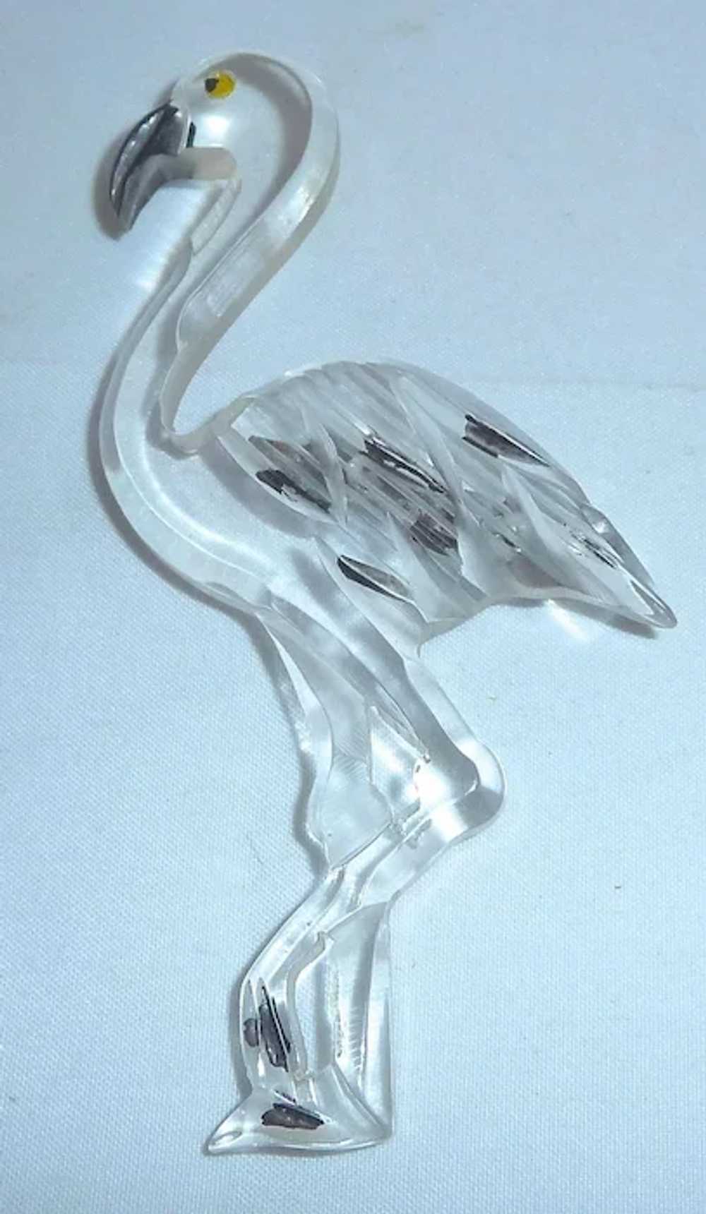 Extra Large Clear Lucite Flamingo Bird Pin Brooch - image 4