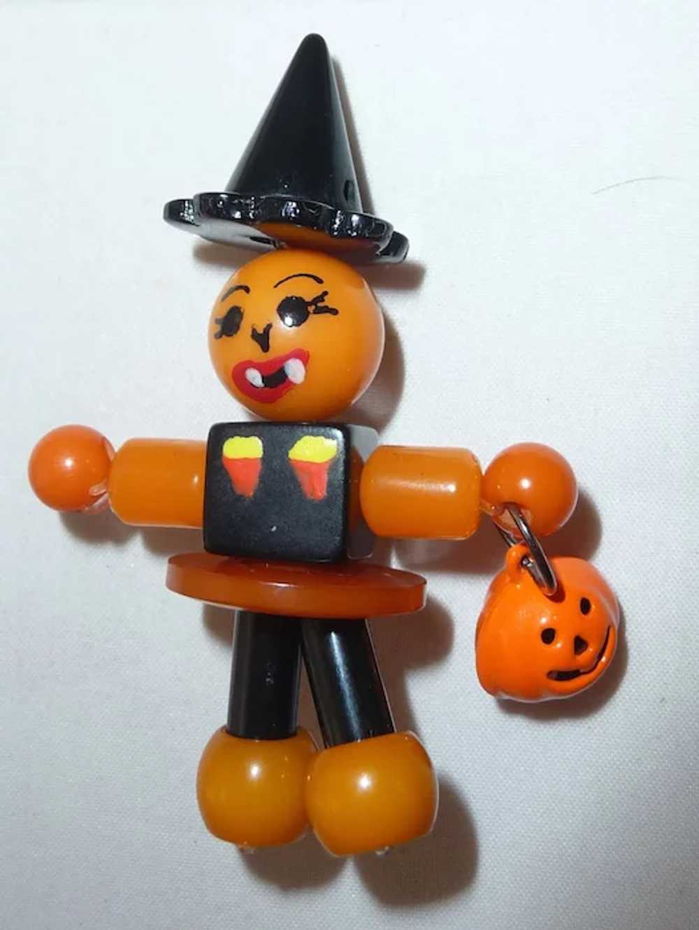 BAKELITE Crib Toy Button Bead Pin Brooch Hallowee… - image 7