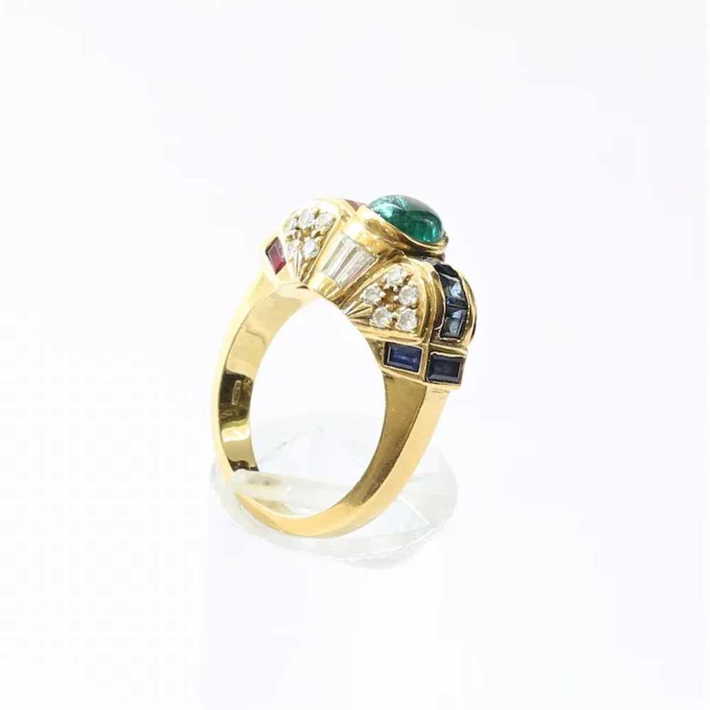 Lady's Vintage Custom 18K Emerald, Sapphire, Ruby… - image 4