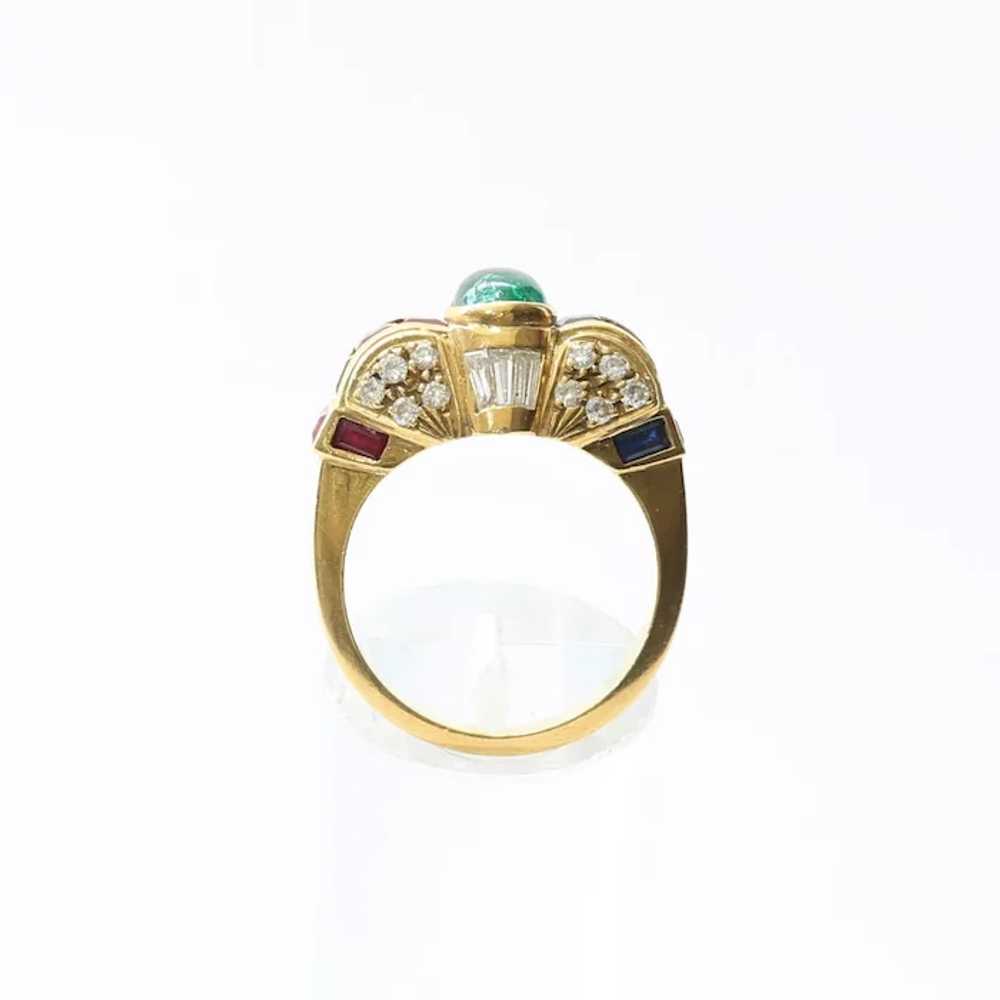 Lady's Vintage Custom 18K Emerald, Sapphire, Ruby… - image 5