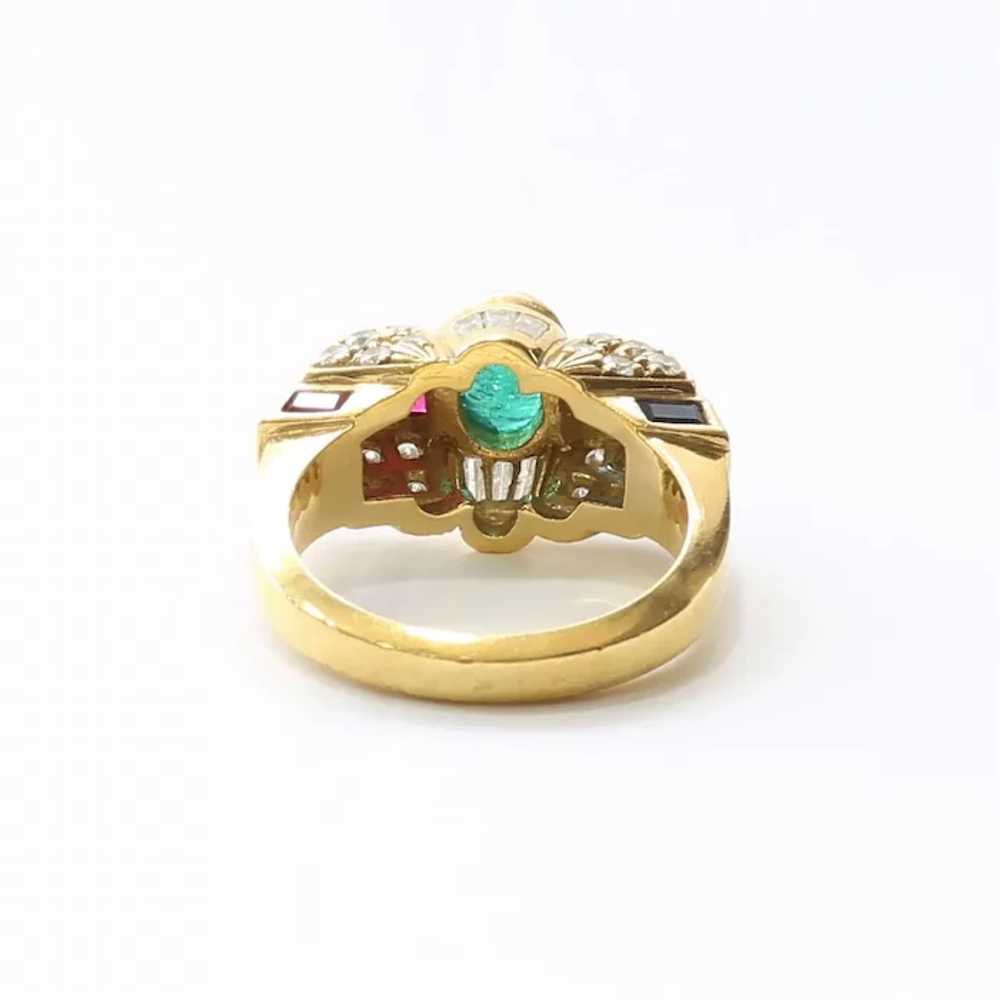 Lady's Vintage Custom 18K Emerald, Sapphire, Ruby… - image 7