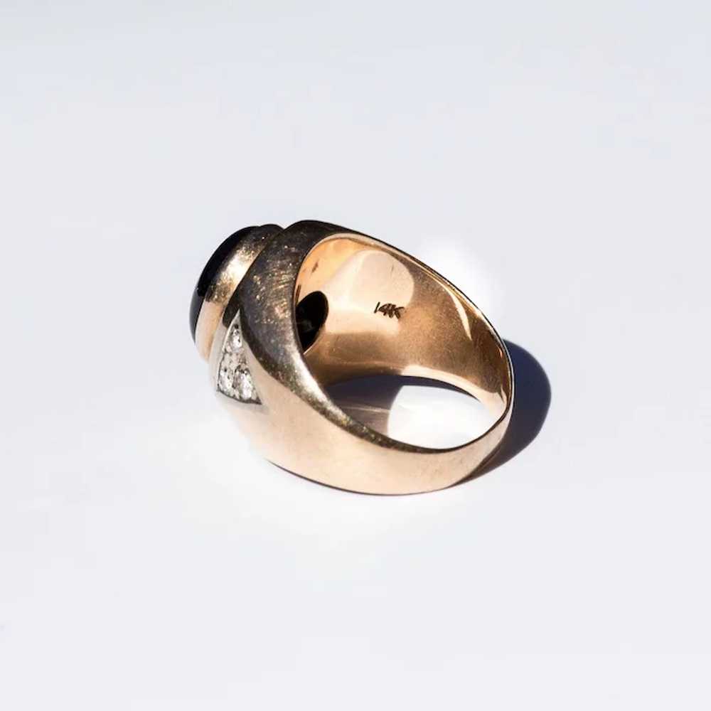 Gent's Vintage 14K Star Sapphire & Diamond Ring - image 5