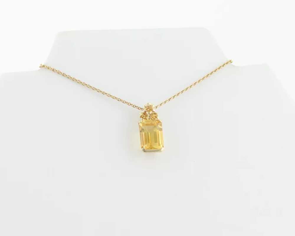 14k Yellow Gold Natural Citrine Pendant with 10k … - image 4