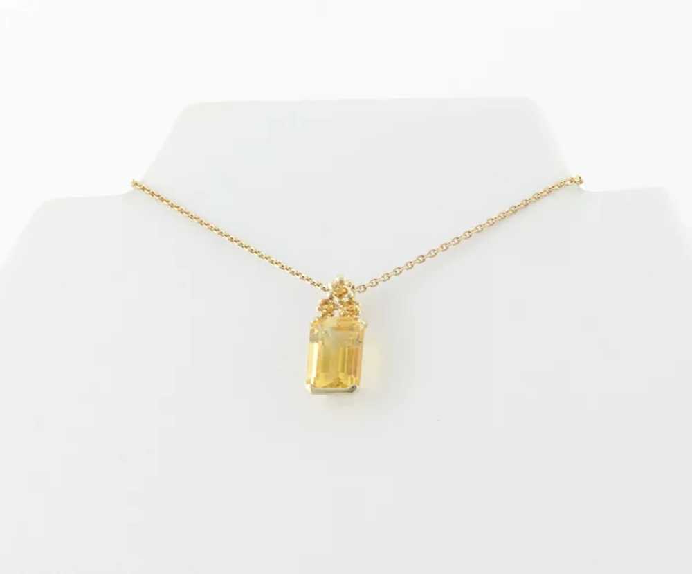 14k Yellow Gold Natural Citrine Pendant with 10k … - image 6