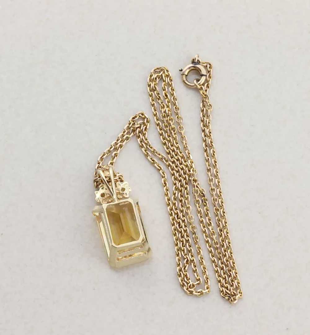 14k Yellow Gold Natural Citrine Pendant with 10k … - image 8
