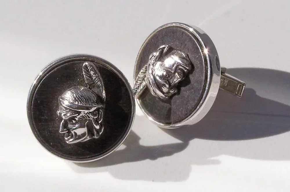 Swank Large Native American Cuff Links Warrior - image 1