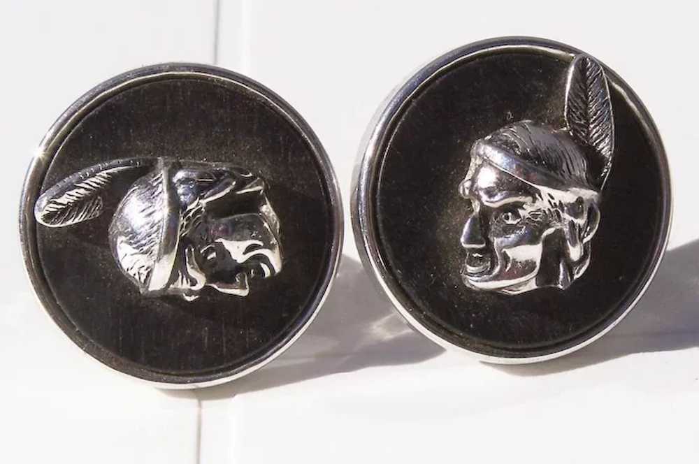 Swank Large Native American Cuff Links Warrior - image 2