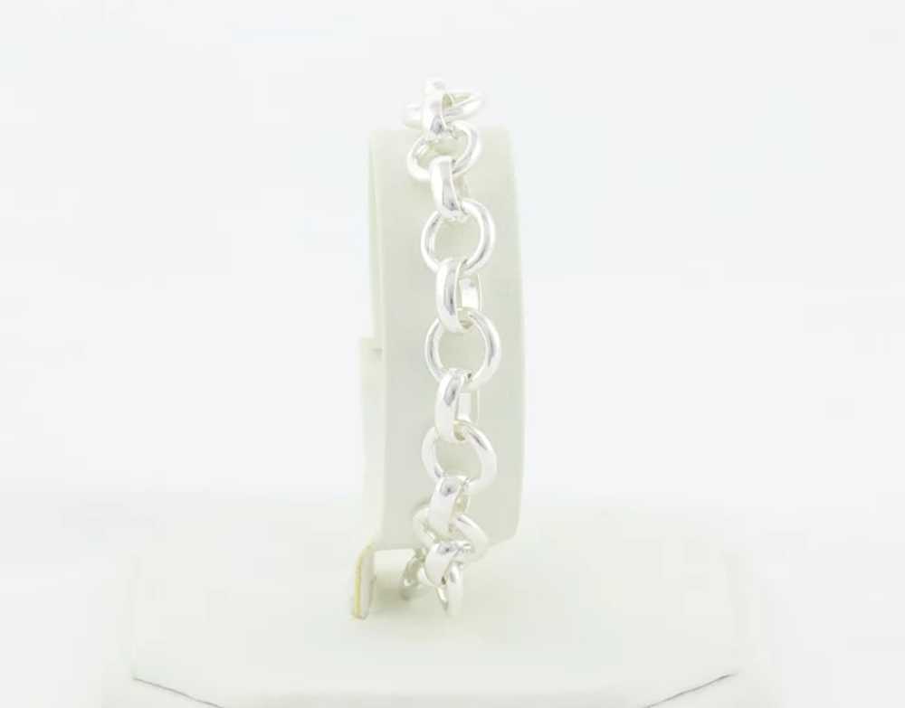 Sterling Silver Hollow Rolo Link Bracelet 7 inch … - image 5