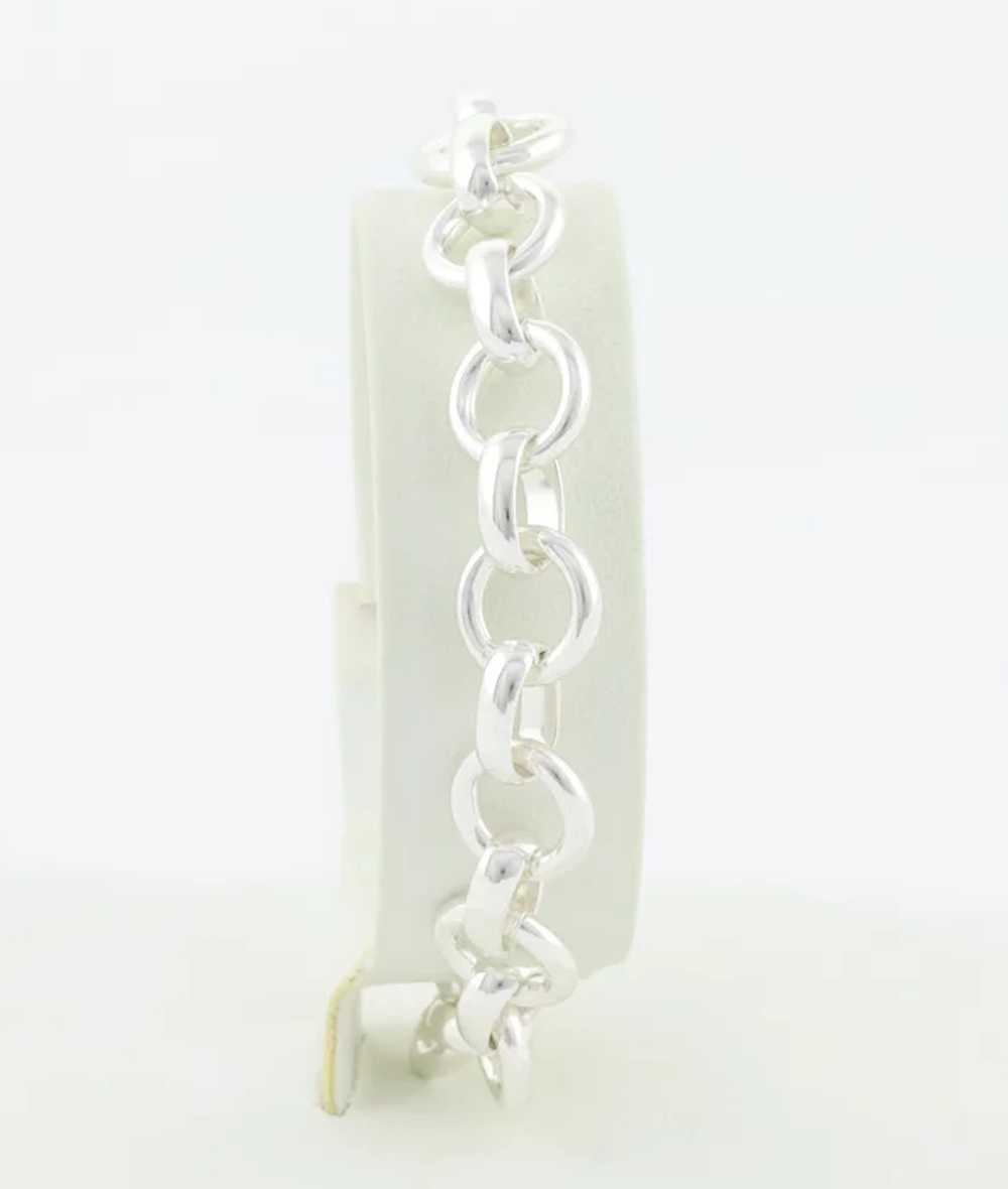 Sterling Silver Hollow Rolo Link Bracelet 7 inch … - image 8