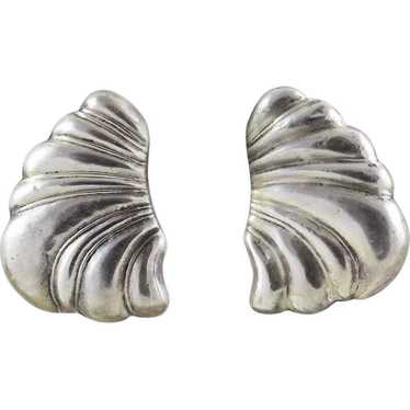 Sterling Silver Earrings Puffy Shell Design - image 1
