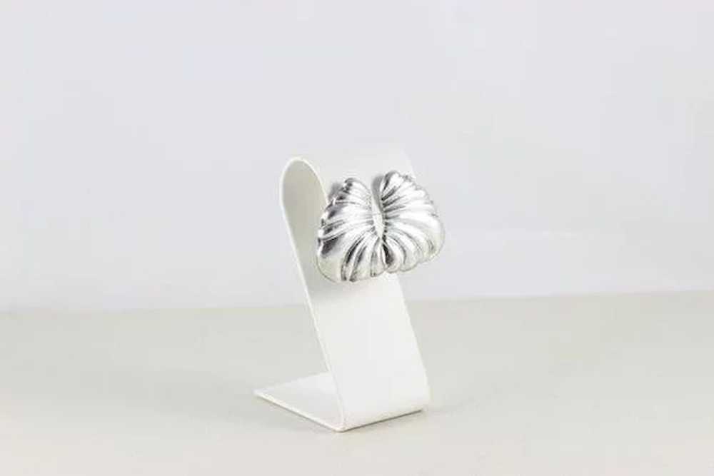 Sterling Silver Earrings Puffy Shell Design - image 2