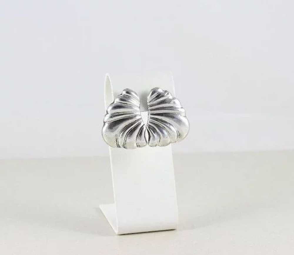 Sterling Silver Earrings Puffy Shell Design - image 3