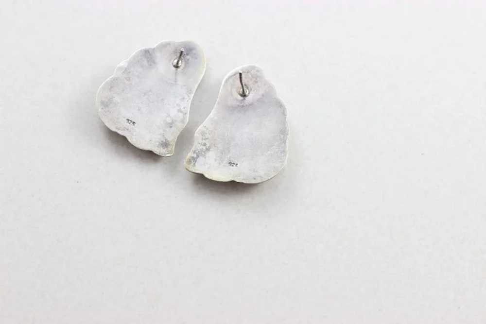 Sterling Silver Earrings Puffy Shell Design - image 5
