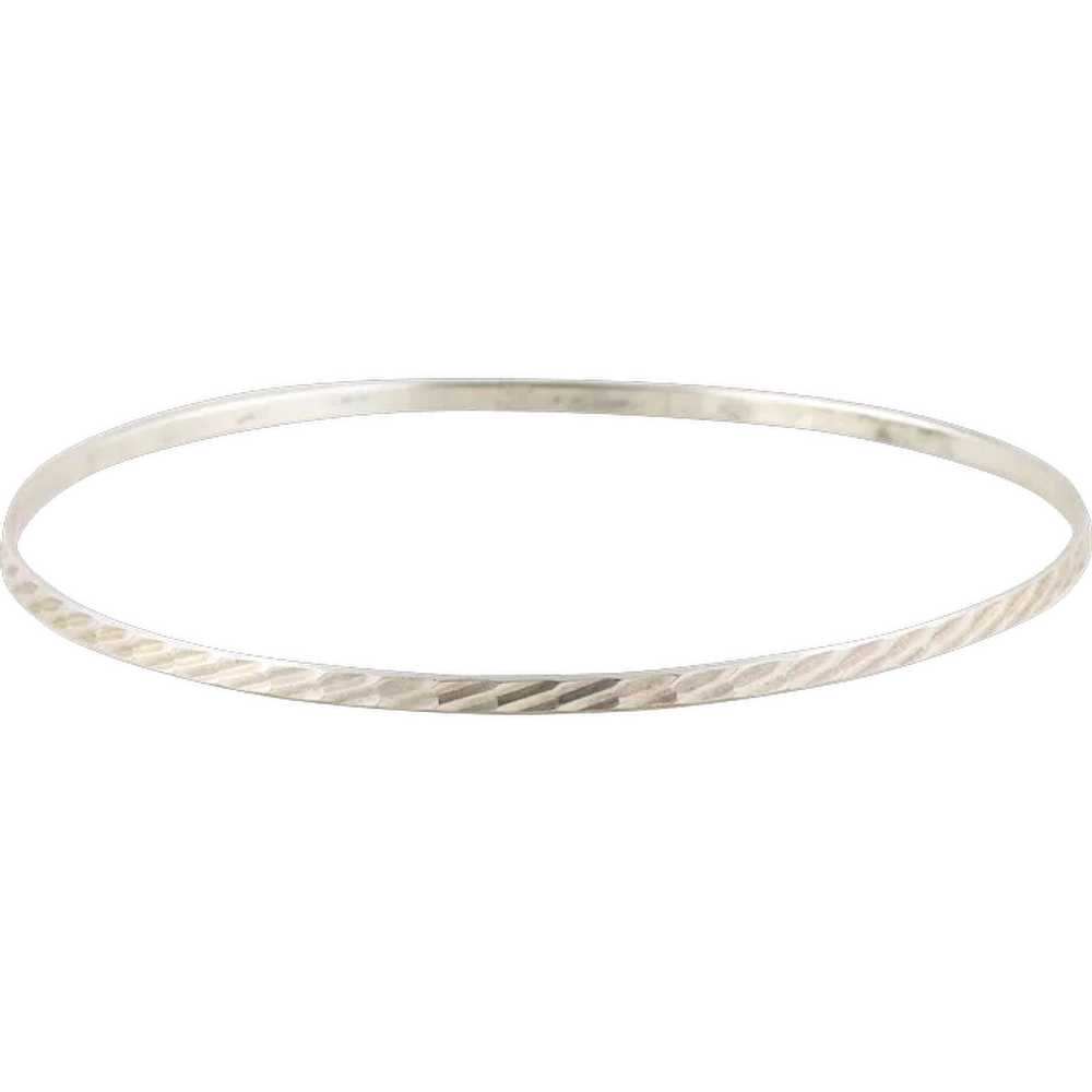 Sterling Silver Bangle Bracelet 8 1/2" Round 2 5/… - image 1