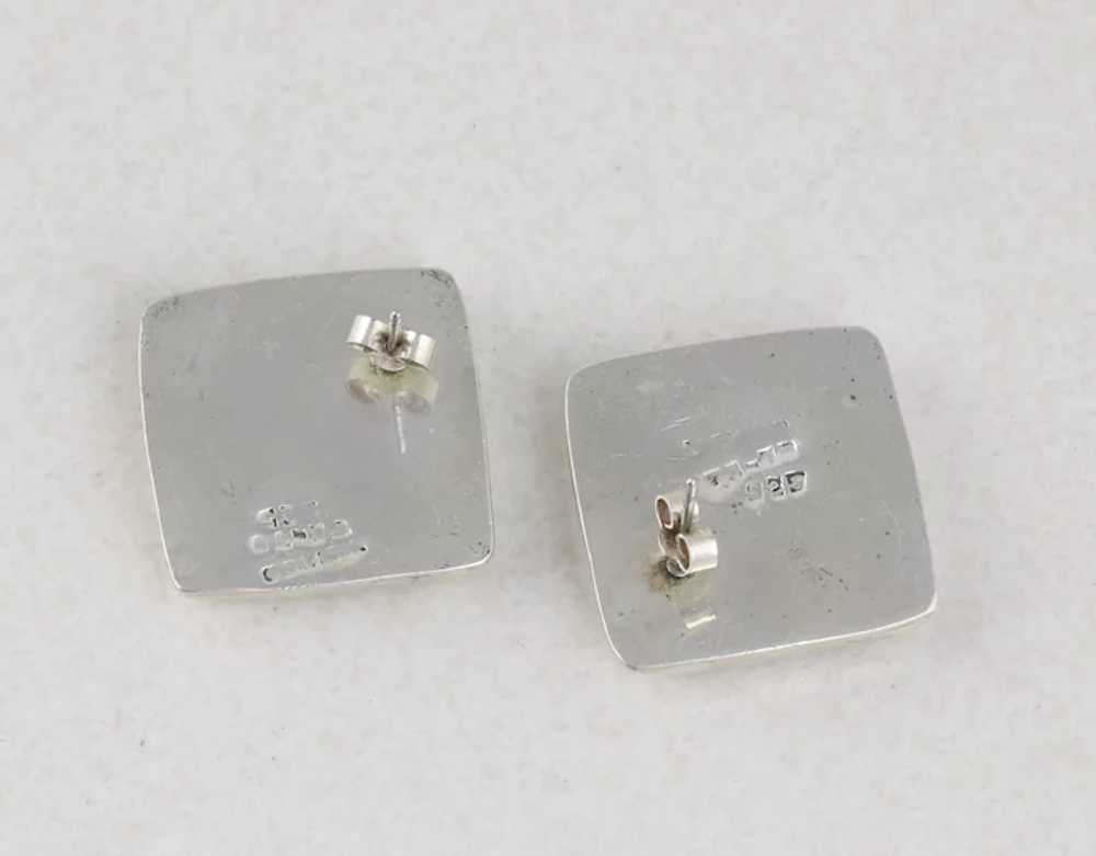 Sterling Silver Square Stud Post Earrings Vintage… - image 7