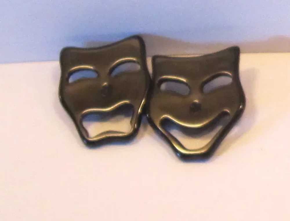 Vintage Thermoplastic Comedy-Tragedy Brooch - image 2
