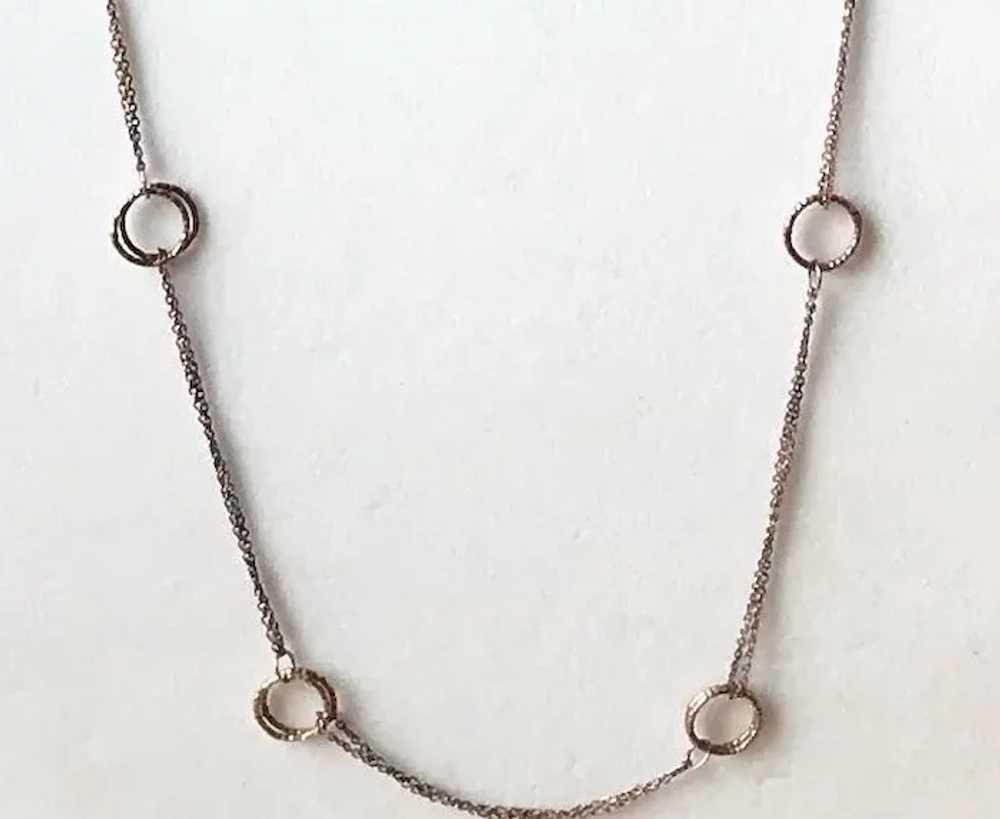 Lovely Italian Sterling Silver Necklace with Copp… - image 2