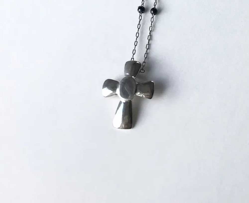 Lovely Vintage Sterling Silver Cross Necklace - image 3