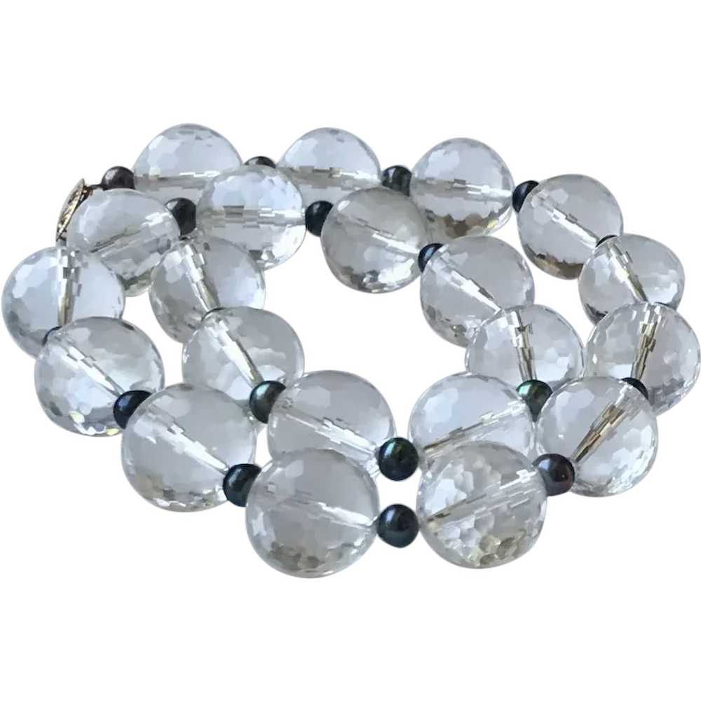Large Crystal and Black pearl Necklace - image 1