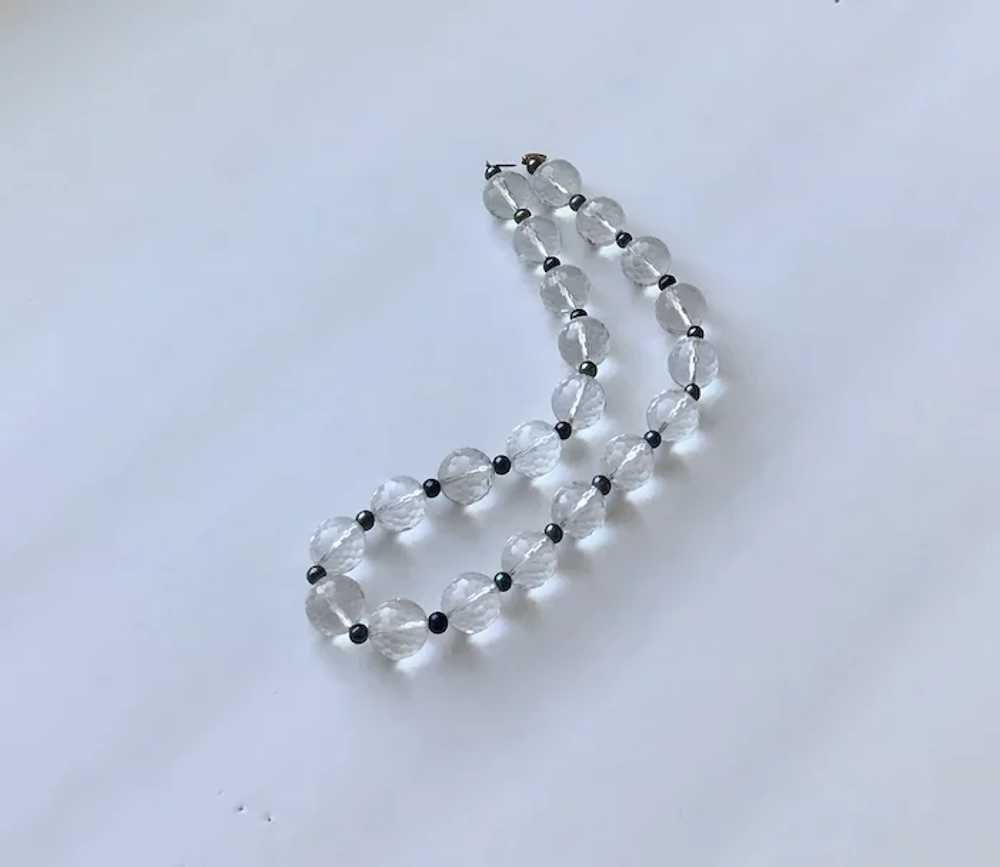 Large Crystal and Black pearl Necklace - image 4