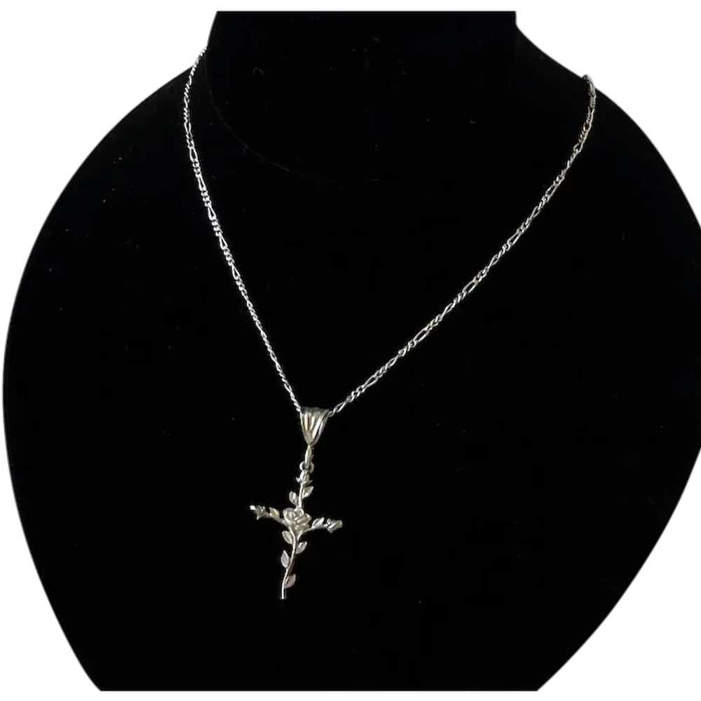 Sterling Silver Chain Necklace with Crucifix - image 1