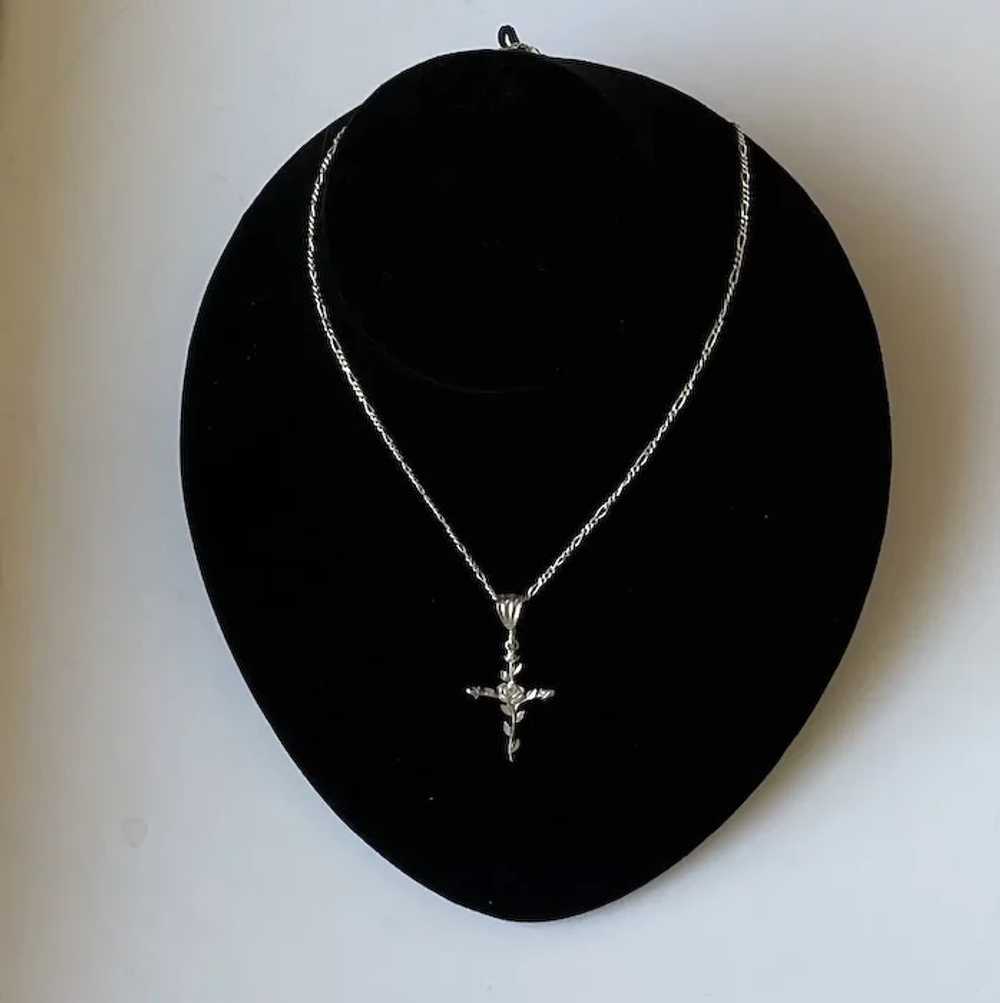 Sterling Silver Chain Necklace with Crucifix - image 2