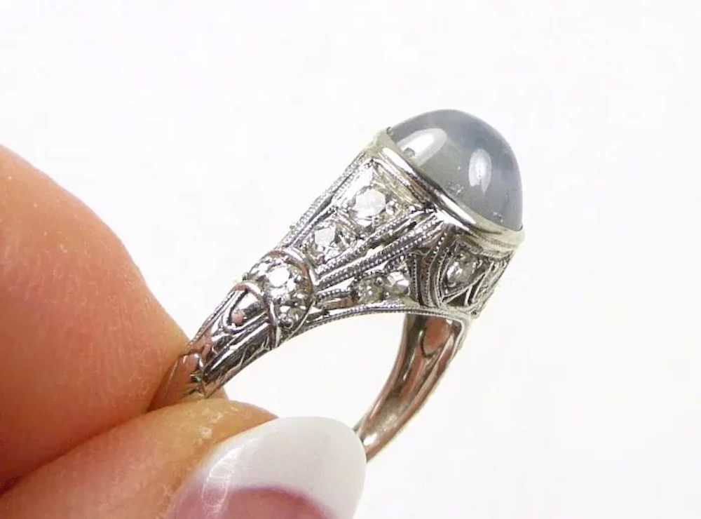 Special Edwardian Filigree Star Sapphire Ring c. … - image 2