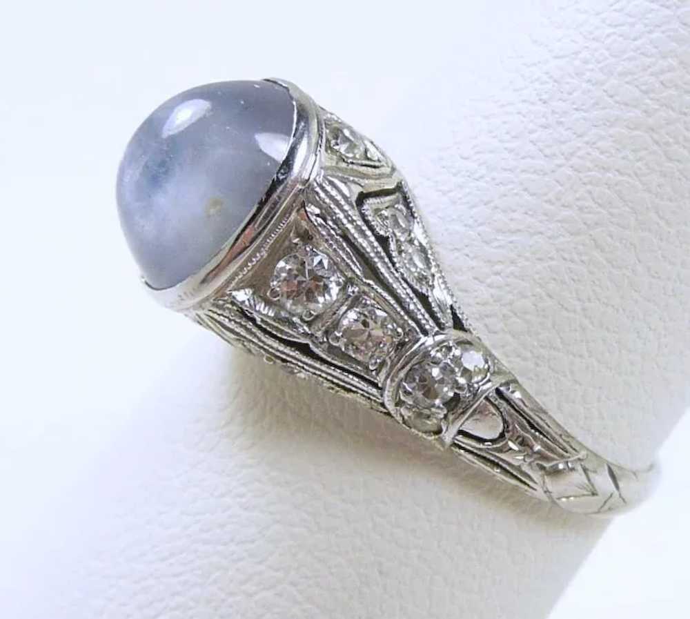 Special Edwardian Filigree Star Sapphire Ring c. … - image 6