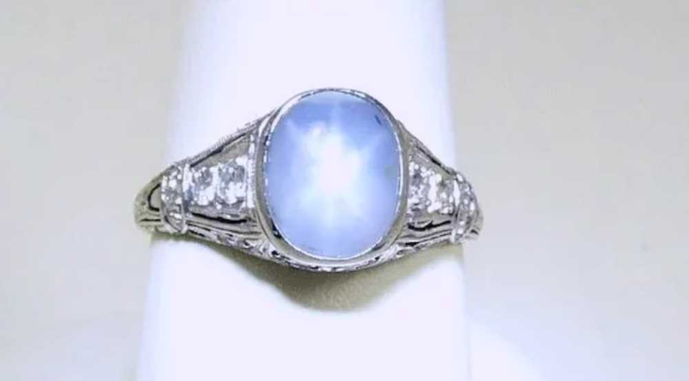 Special Edwardian Filigree Star Sapphire Ring c. … - image 8