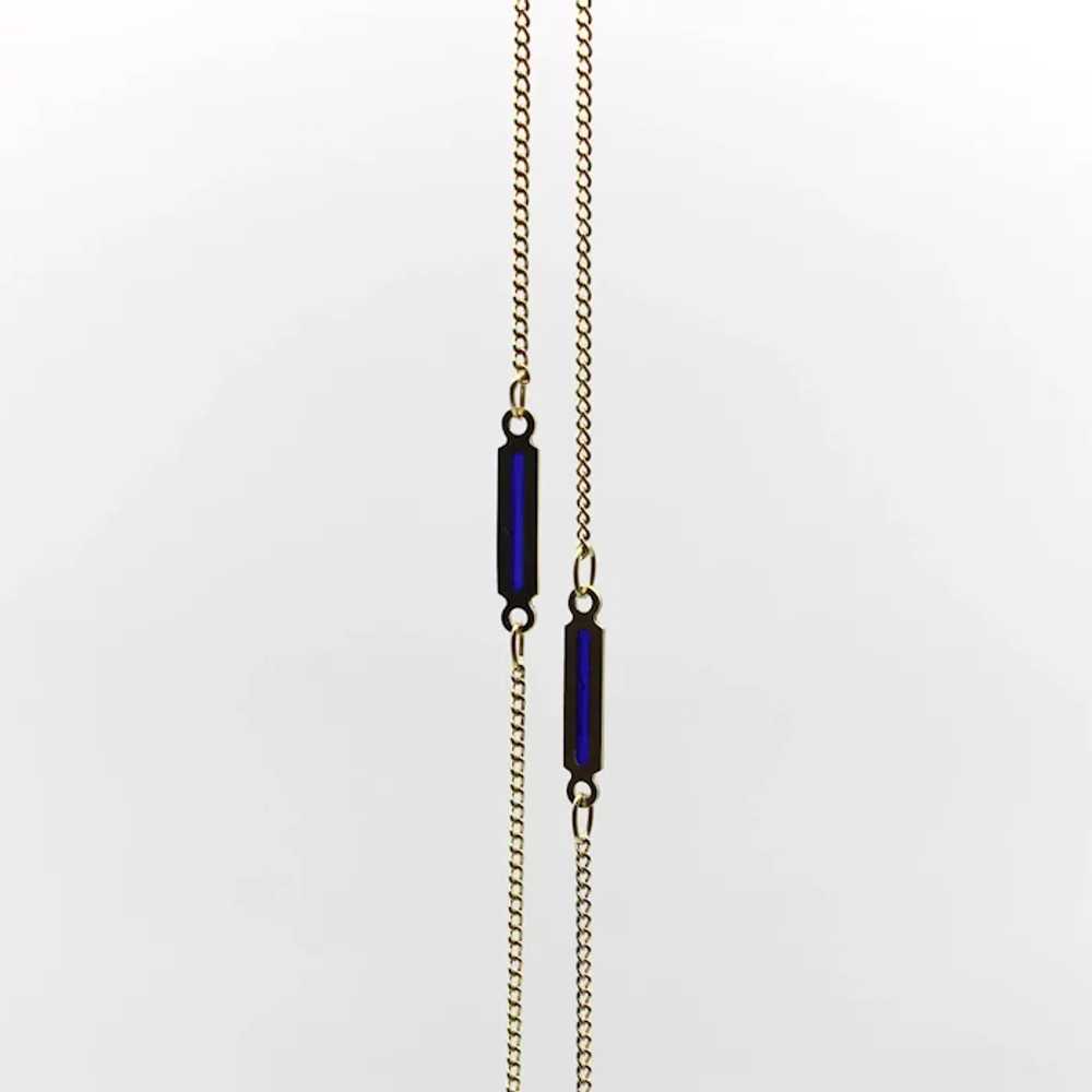 14K Gold Vintage UnoAErre Blue Plique-à-Jour Chain - image 5